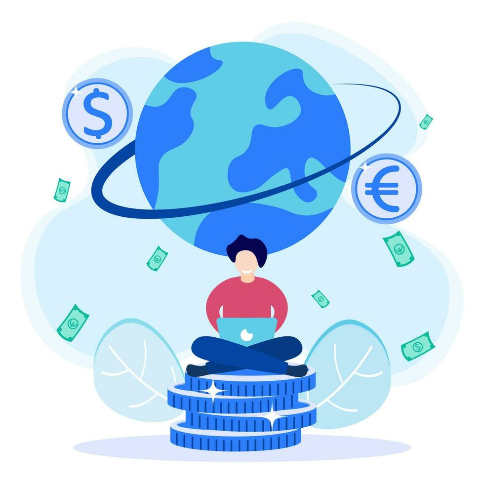 Illustration vector graphic cartoon character of currency exchange