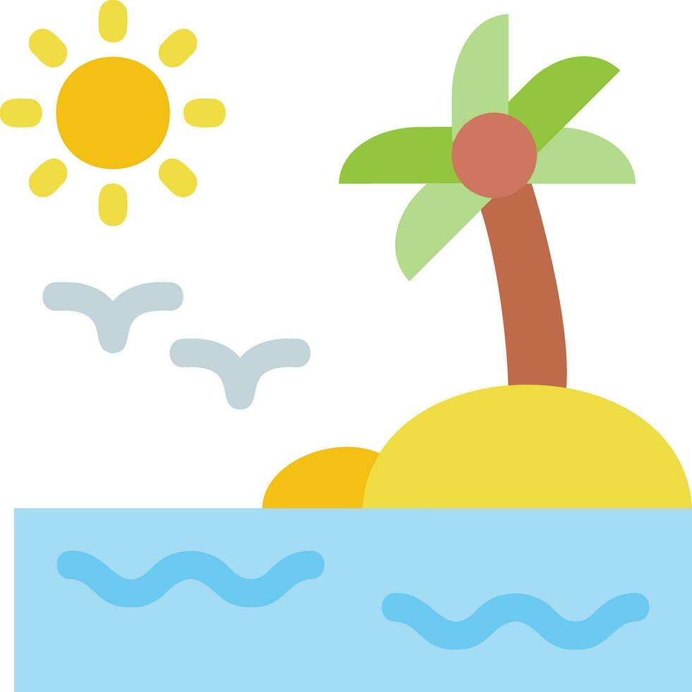 Beach icon flat vector illustration