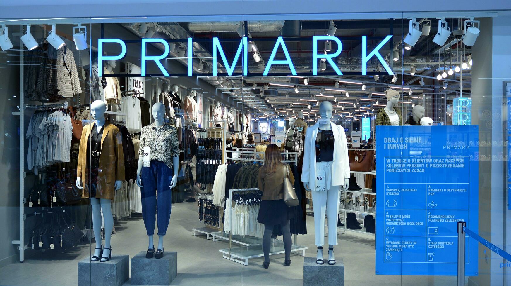 Warsaw, Poland. 1 September 2020. Sign Primark. Company signboard Primark. photo