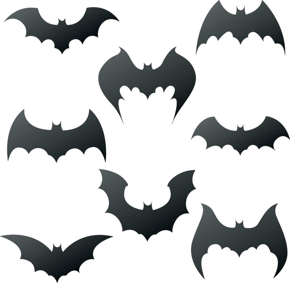 Bats for the decoration of postcards and other cards for the holiday of Halloween on All Saints' Day isolated on a white background vector