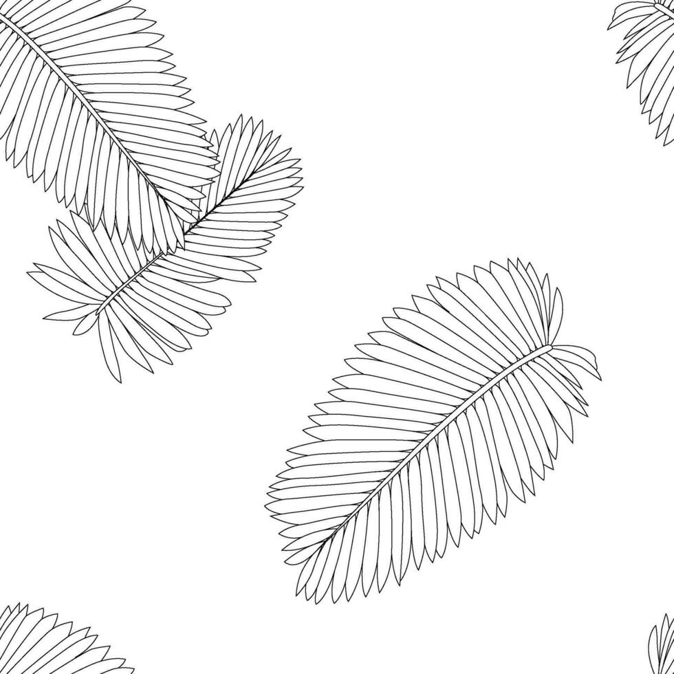Palm leaves pattern line art for decorate your designs with tropical illustration isolated on white background vector