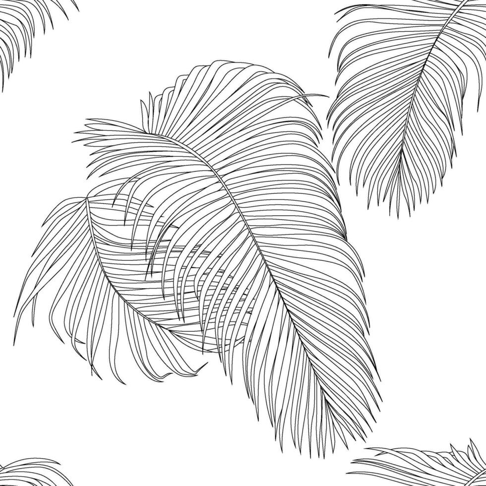 Palm leaves pattern line art for decorate your designs with tropical illustration isolated on white background vector