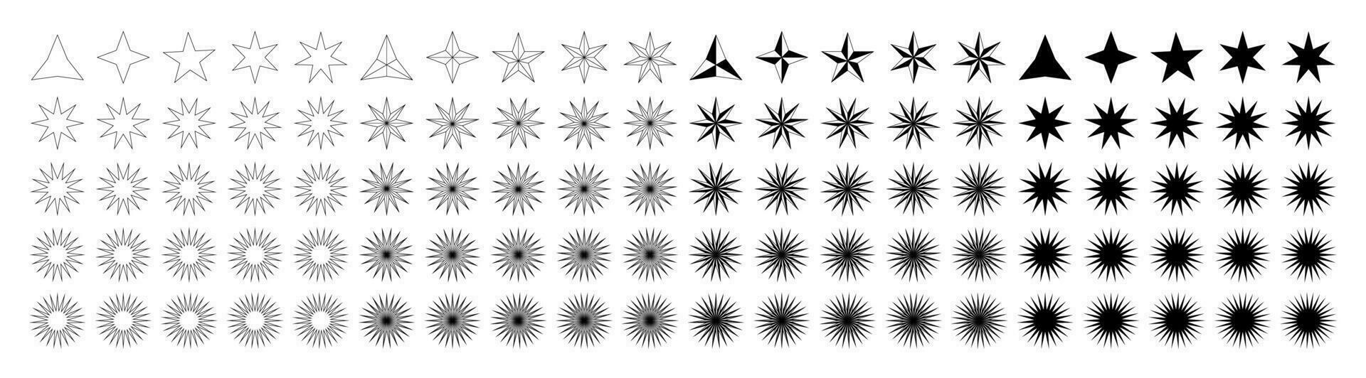 Set Of Black And White Stars Shape Vector Clipart Collection