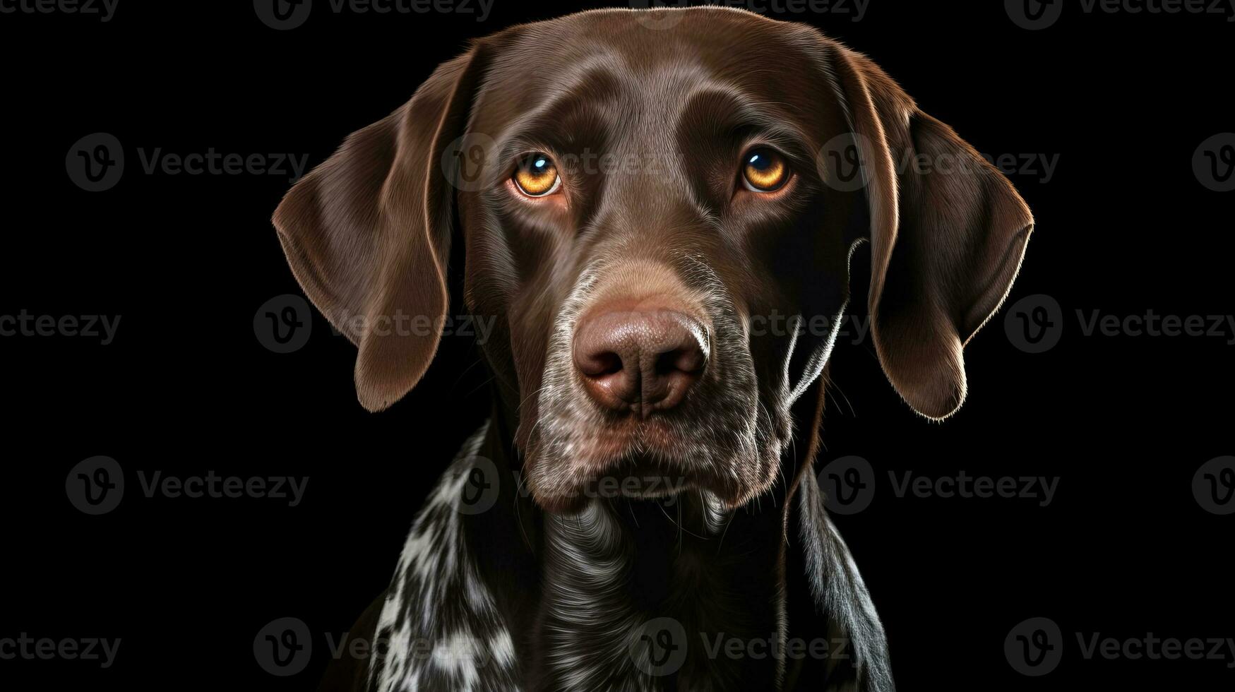Close-up of a cute shorthaired pointer dog. AI generated photo