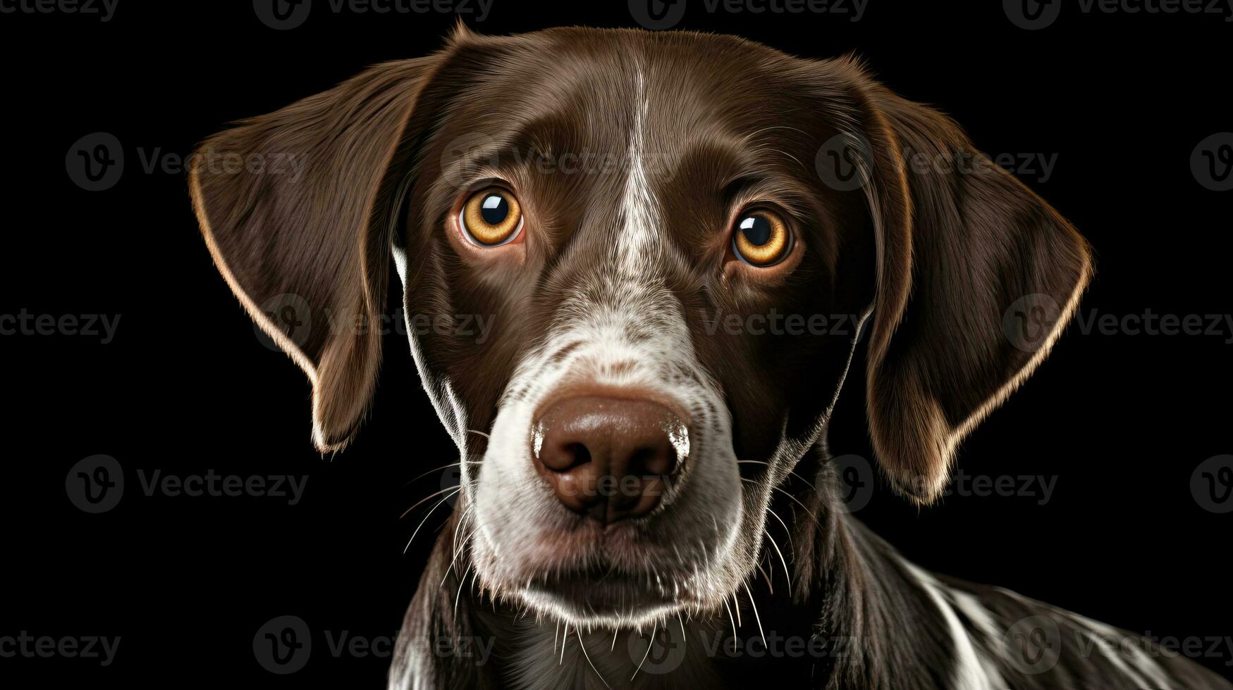 Close-up of a cute shorthaired pointer dog. AI generated photo