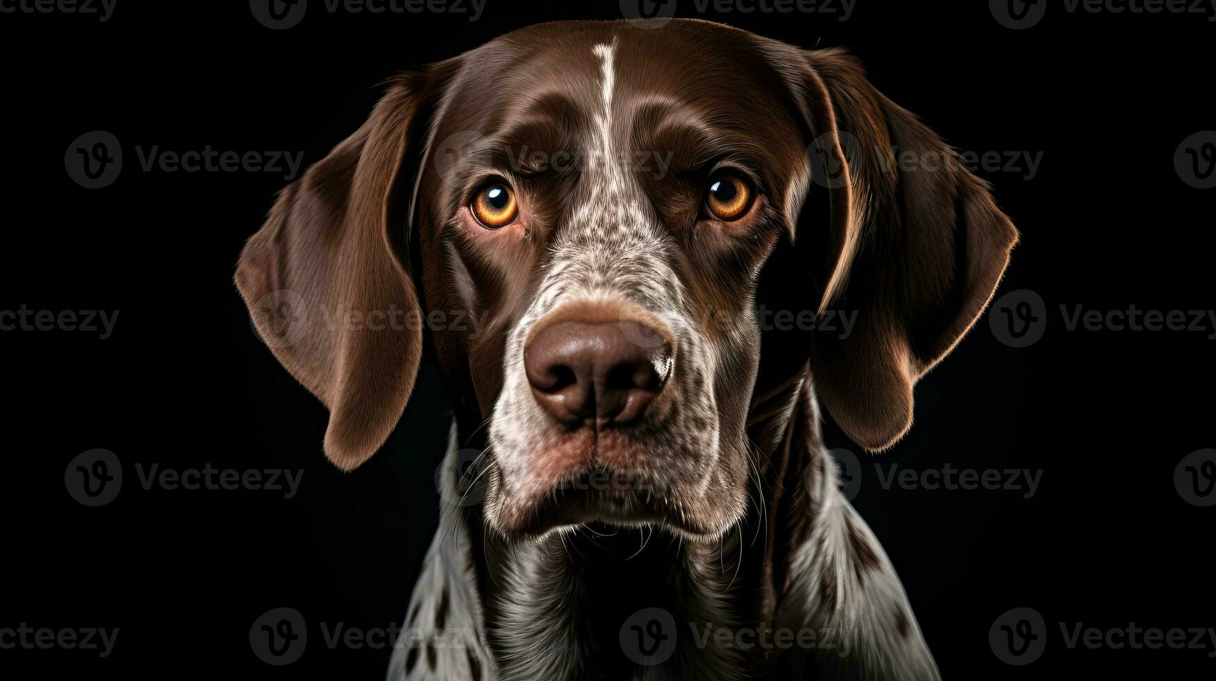 Close-up of a cute shorthaired pointer dog. AI generated photo