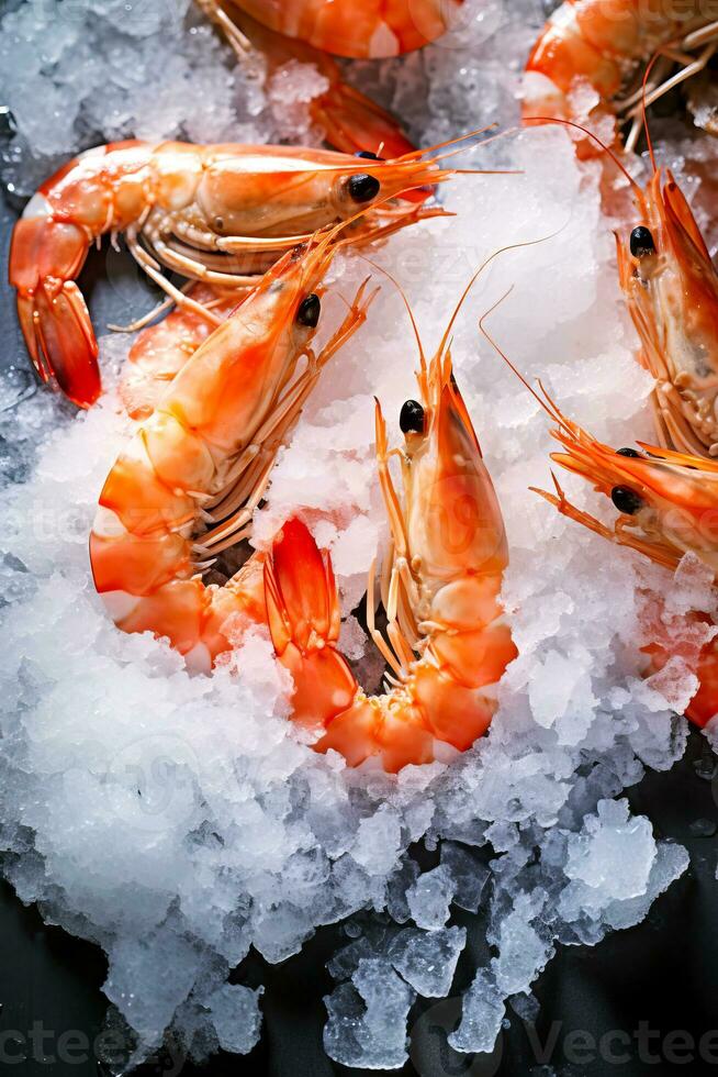 AI Generated Shrimp with sea salt. photo