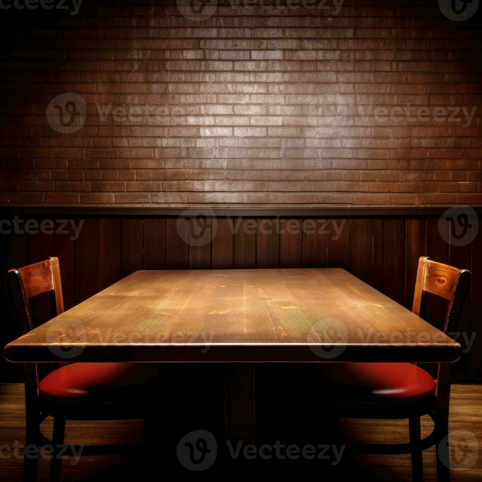 Restaurant empty dark table background front view ai generative photo