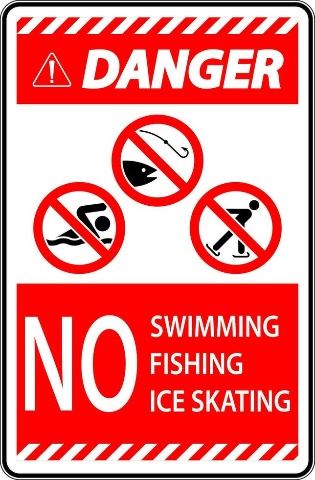 prohibición firmar peligro - No nadar, pesca, hielo Patinaje vector