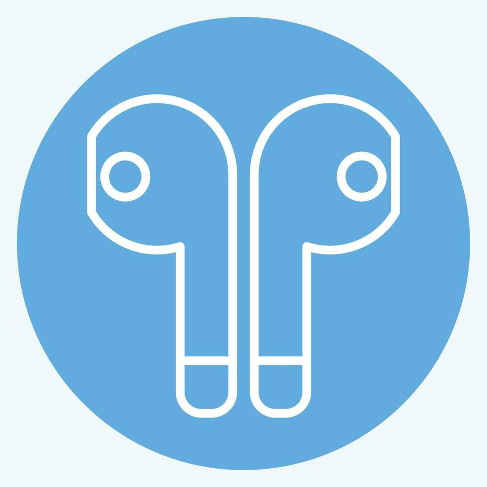 Icon Earbuds. related to Computer symbol. blue eyes style. simple design editable. simple illustration vector