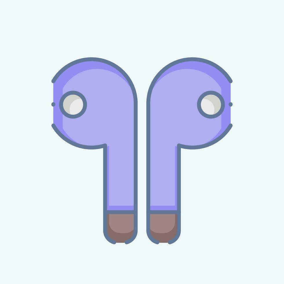 Icon Earbuds. related to Computer symbol. doodle style. simple design editable. simple illustration vector