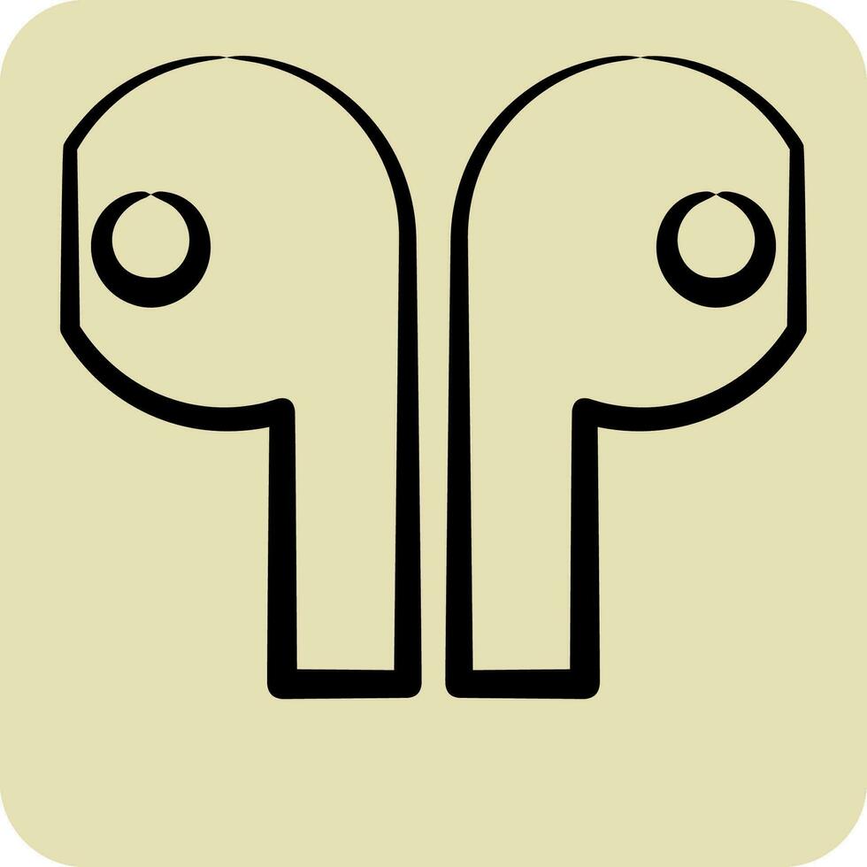 Icon Earbuds. related to Computer symbol. hand drawn style. simple design editable. simple illustration vector