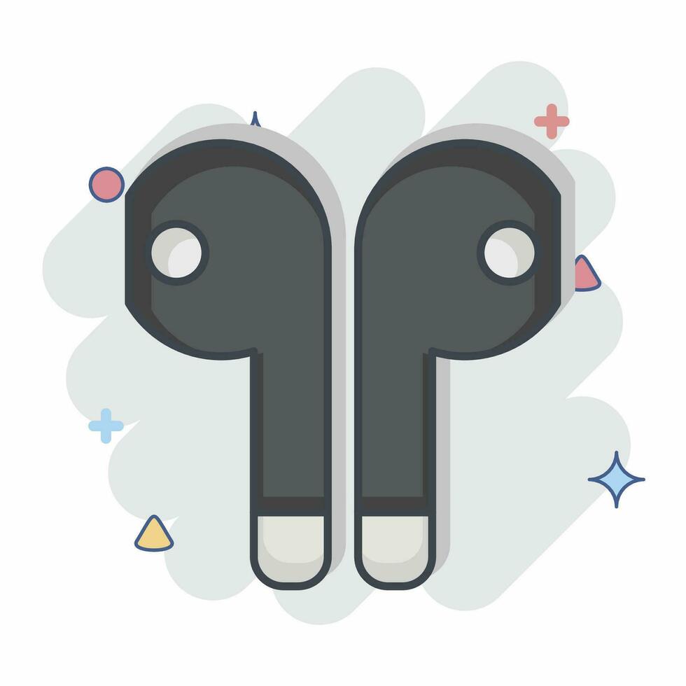 Icon Earbuds. related to Computer symbol. comic style. simple design editable. simple illustration vector
