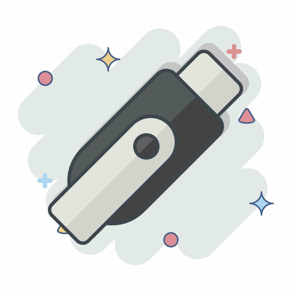 Icon Flashdisk. related to Computer symbol. comic style. simple design editable. simple illustration vector