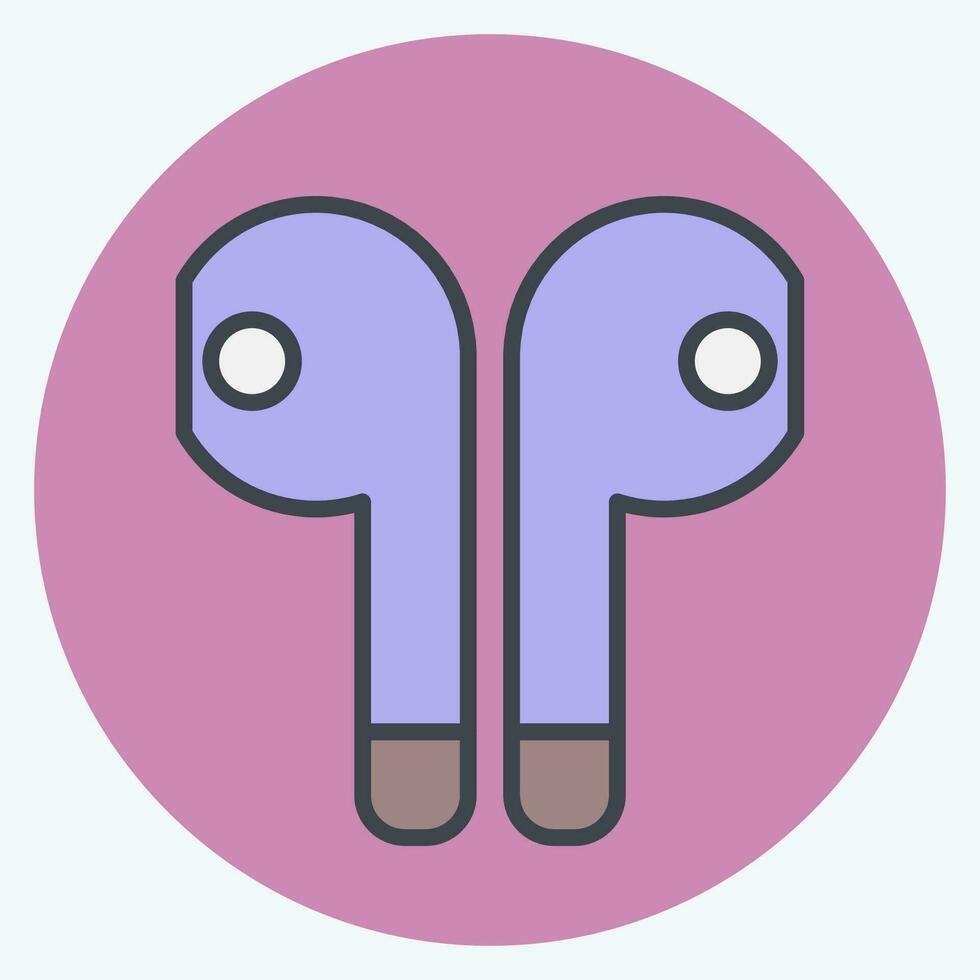 Icon Earbuds. related to Computer symbol. color mate style. simple design editable. simple illustration vector