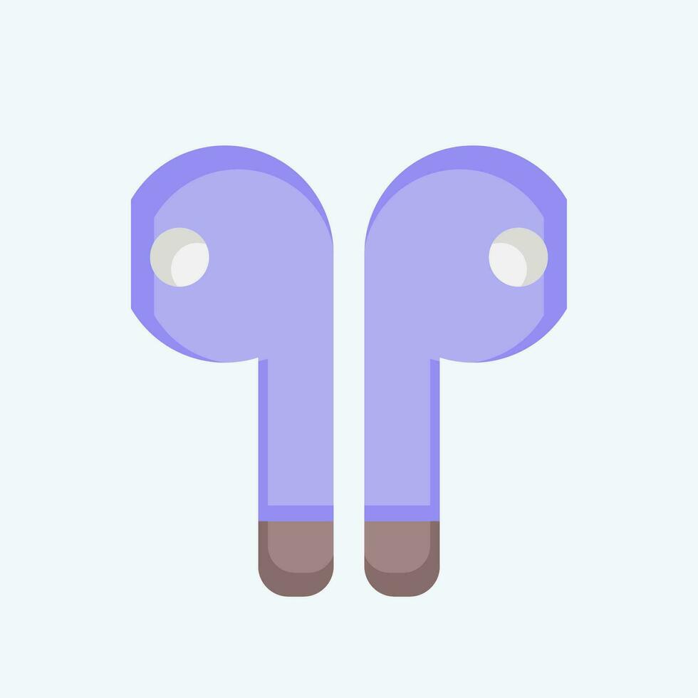 Icon Earbuds. related to Computer symbol. flat style. simple design editable. simple illustration vector