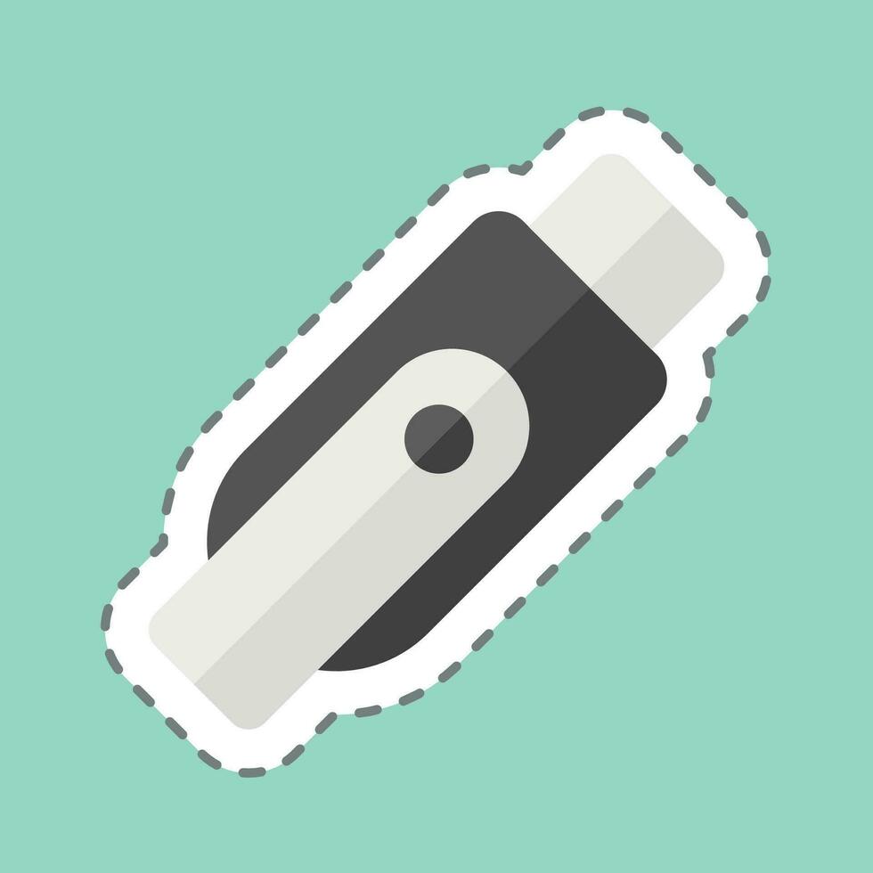 Sticker line cut Flashdisk. related to Computer symbol. simple design editable. simple illustration vector