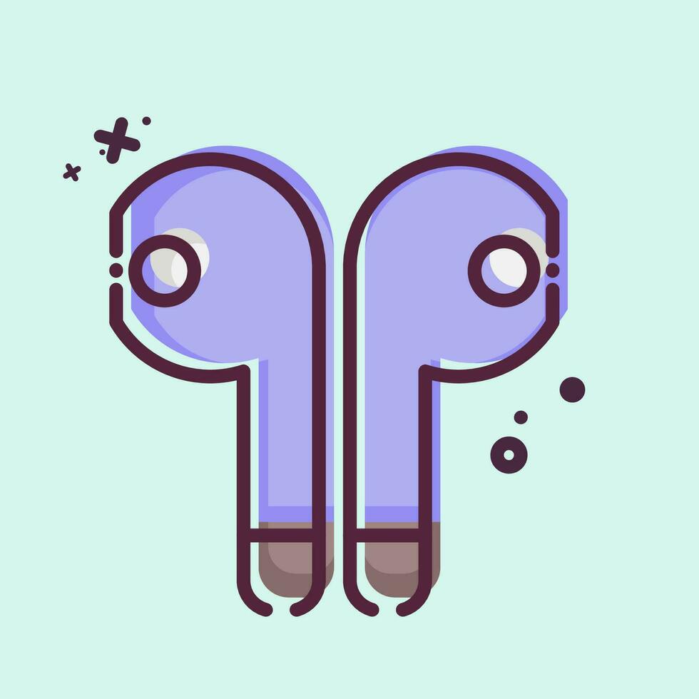 Icon Earbuds. related to Computer symbol. MBE style. simple design editable. simple illustration vector