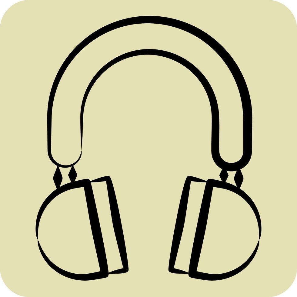 Icon Head Phone. related to Computer symbol. hand drawn style. simple design editable. simple illustration vector