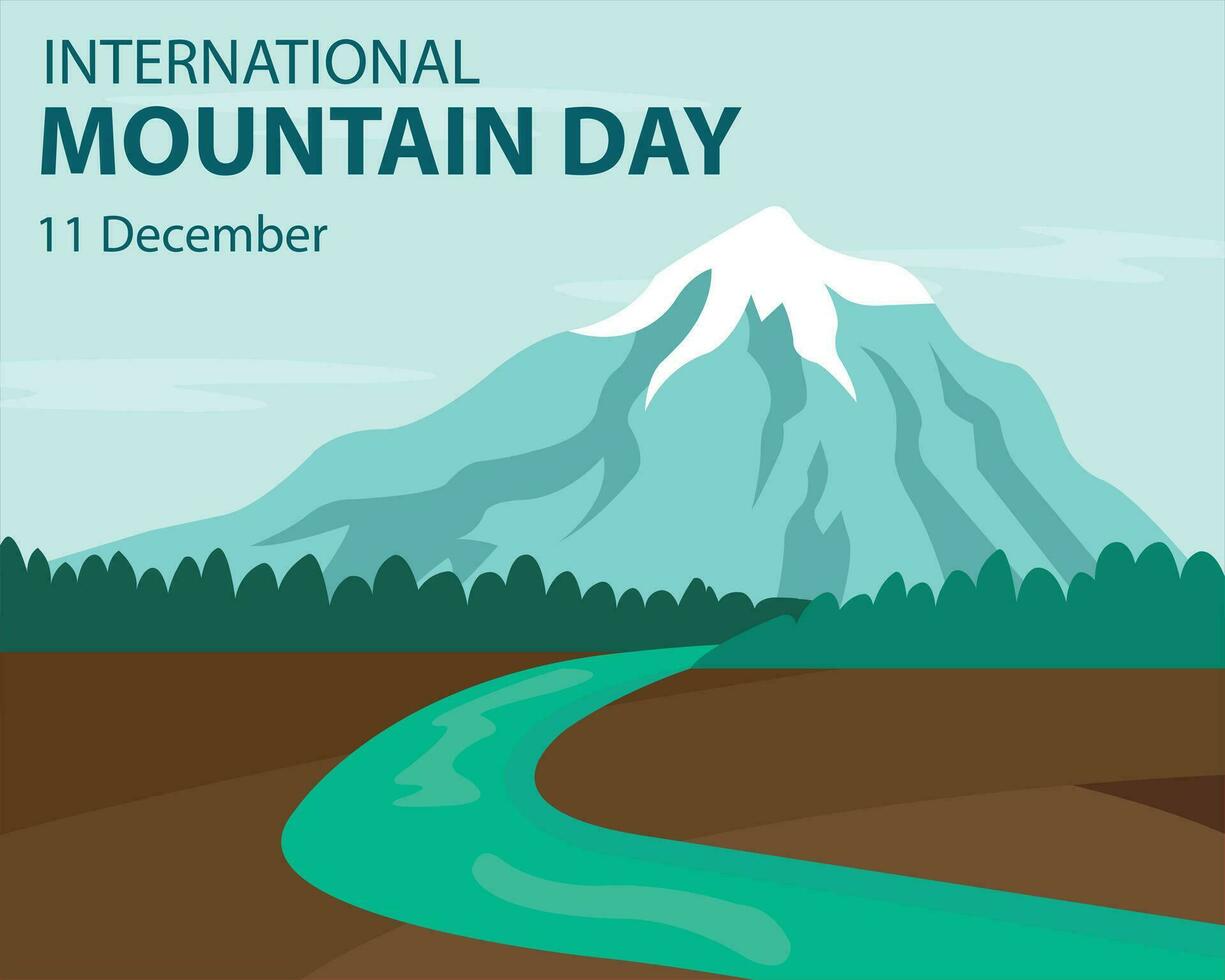 illustration vector graphic of Mountain water flows from the mountains into the valley, perfect for international day, international mountain day, celebrate, greeting card, etc.