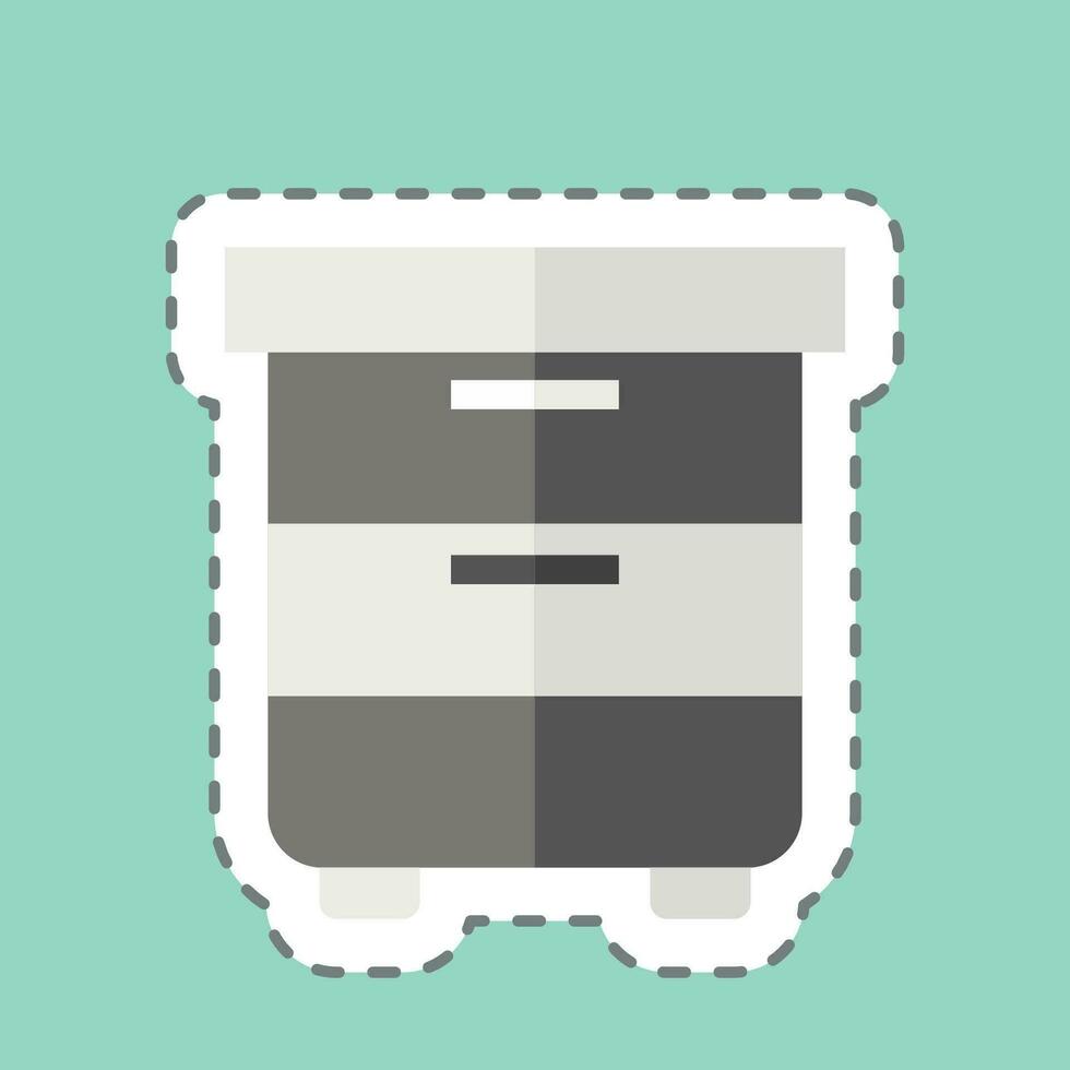 Sticker line cut Cabinet. related to Computer symbol. simple design editable. simple illustration vector