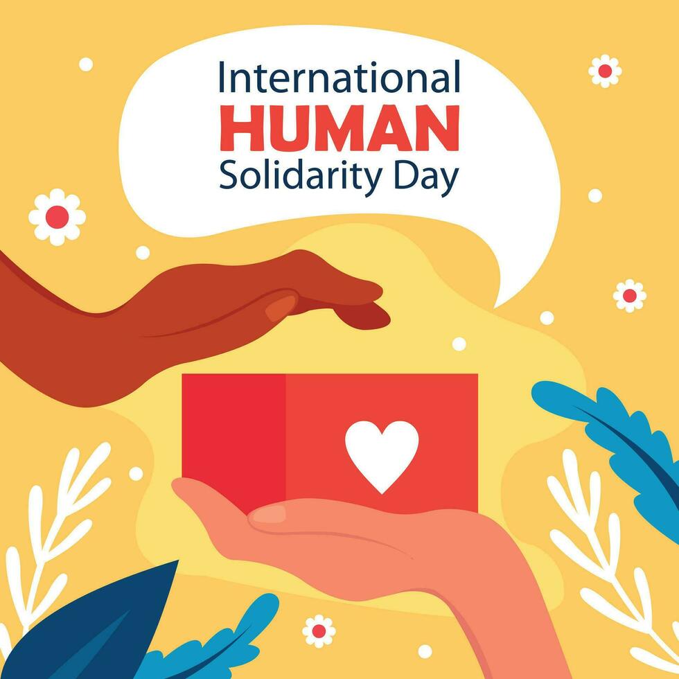 illustration vector graphic of hand giving donation box to other hand, perfect for international day, human solidarity day, celebrate, greeting card, etc.