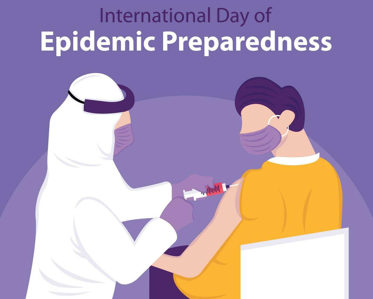 illustration vector graphic of a man is having his blood sample taken by officers, perfect for international day, epidemic preparedness, celebrate, greeting card, etc.