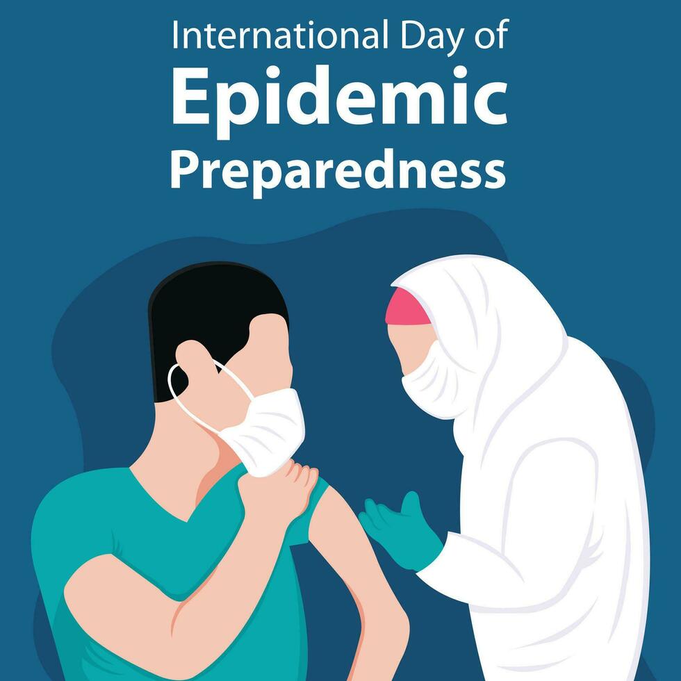 illustration vector graphic of a patient is being given an injection by a nurse, perfect for international day, epidemic preparedness, celebrate, greeting card, etc.