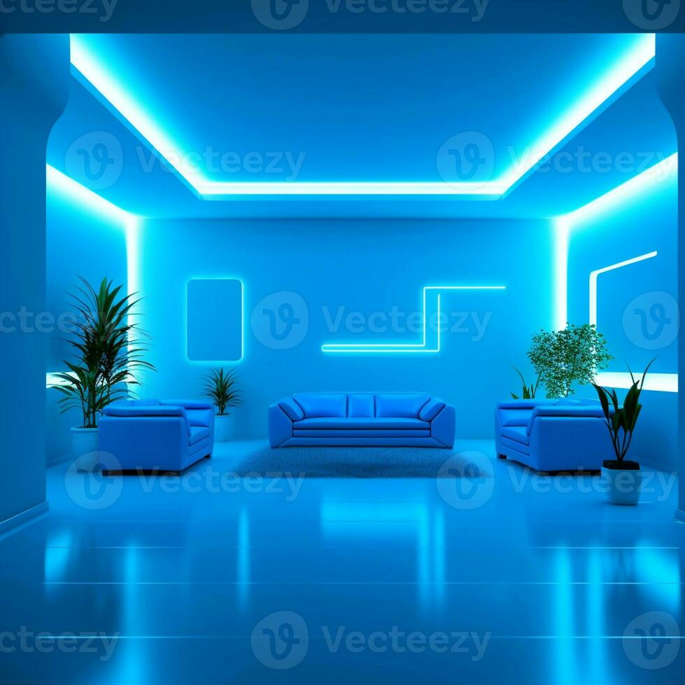 AI Generative futurism Room With a Copy space photo