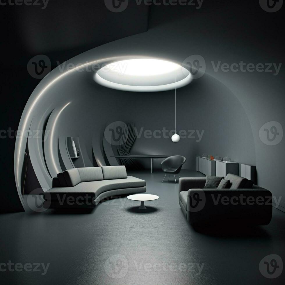 AI Generative futurism Room With a Copy space photo