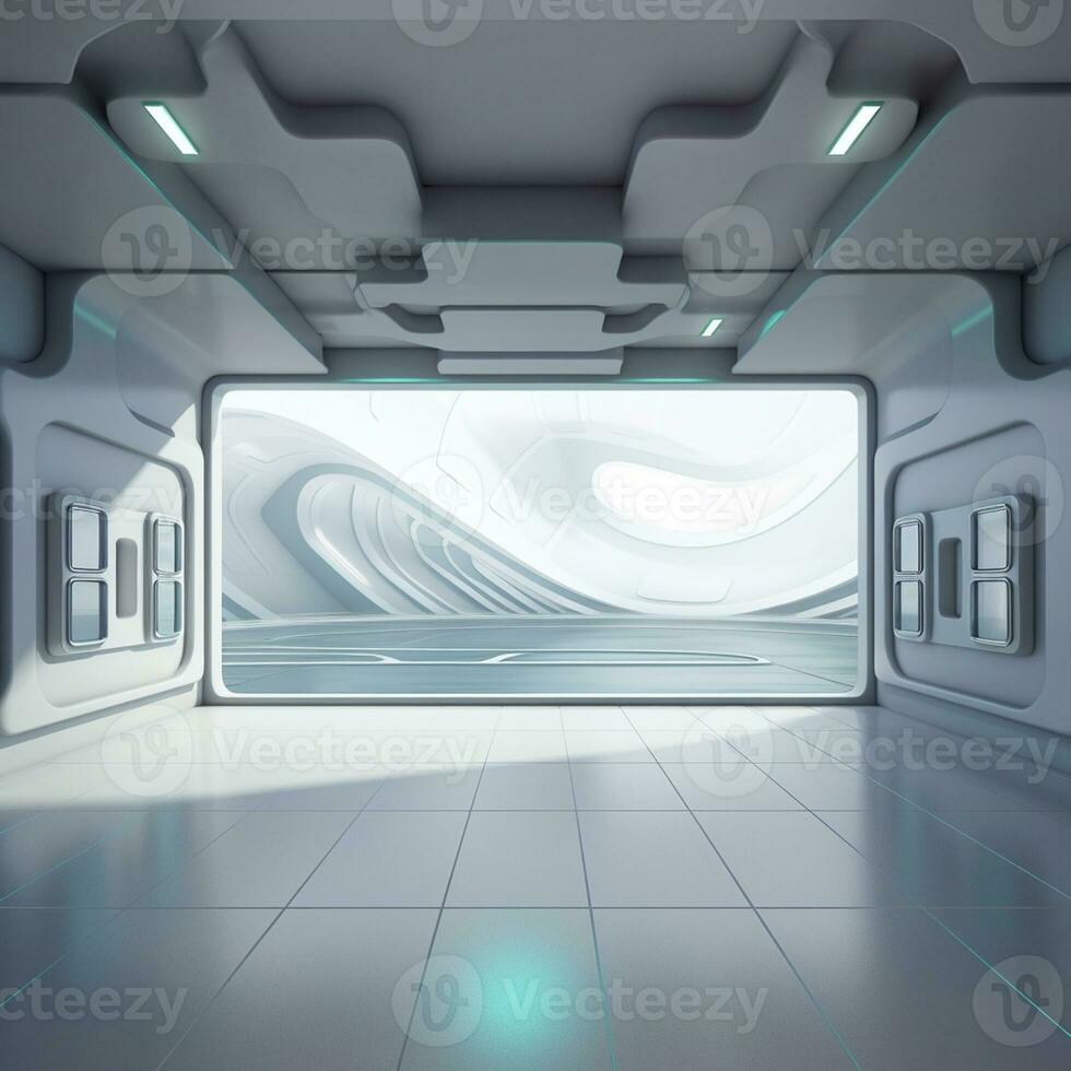AI Generative futurism Room With a Copy space photo