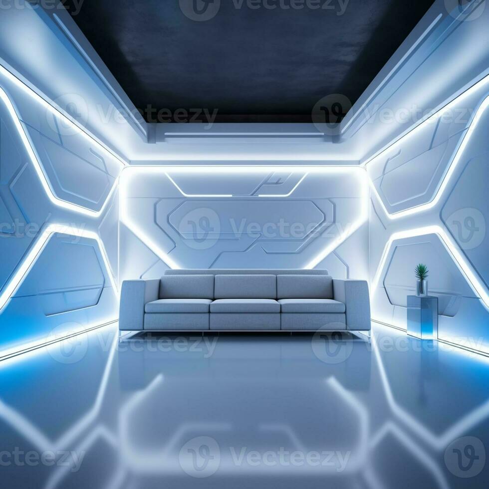 AI Generative futurism Room With a Copy space photo