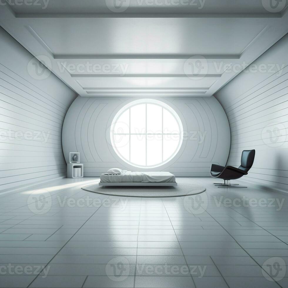 AI Generative futurism Room With a Copy space photo