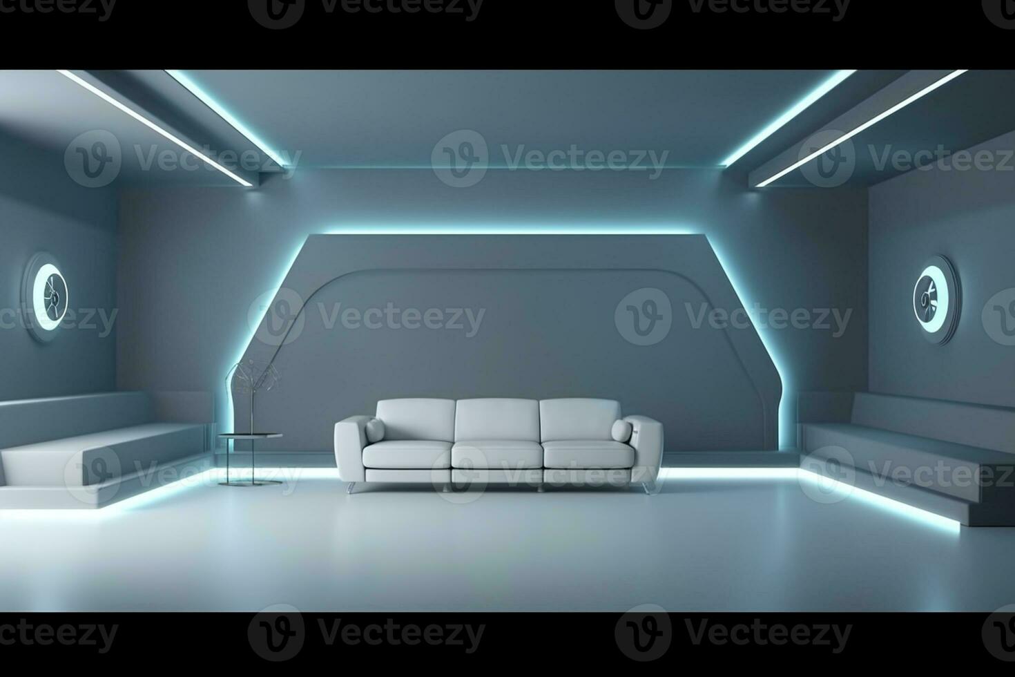 AI Generative futurism Room With a Copy space photo