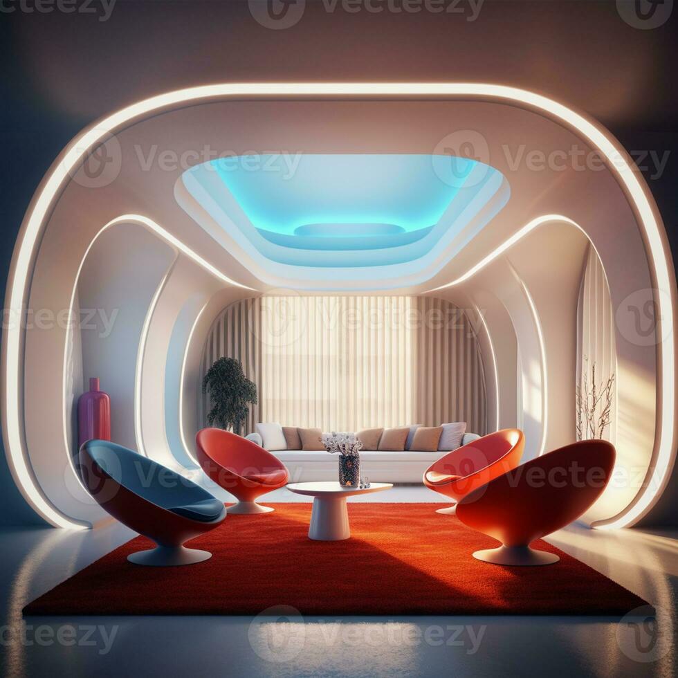 AI Generative futurism Room With a Copy space photo