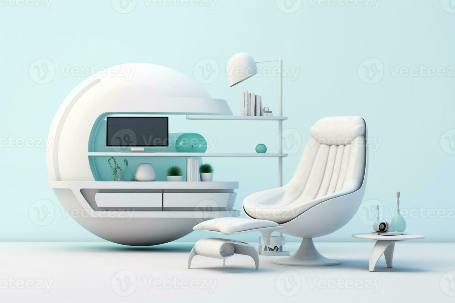 AI Generative futurism Room With a Copy space photo