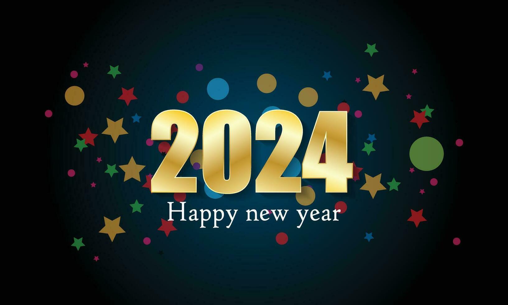 happy new year 2024 abstract greeting banner design. golden typography design with shadow effect and gradient background. perfect for branding, banner, poster, cover, templates. vector