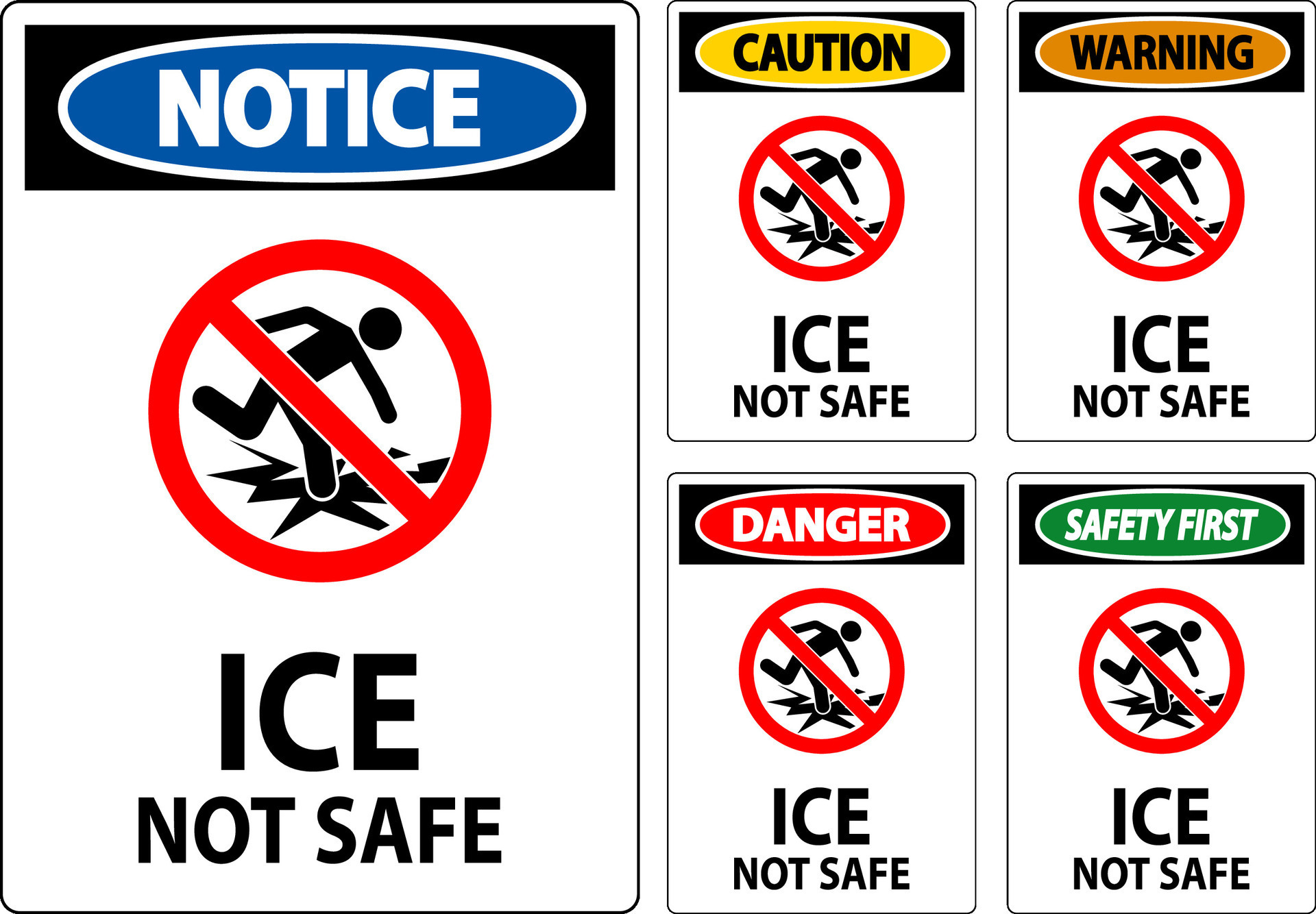 Danger Sign Ice Not Safe 33835467 Vector Art at Vecteezy