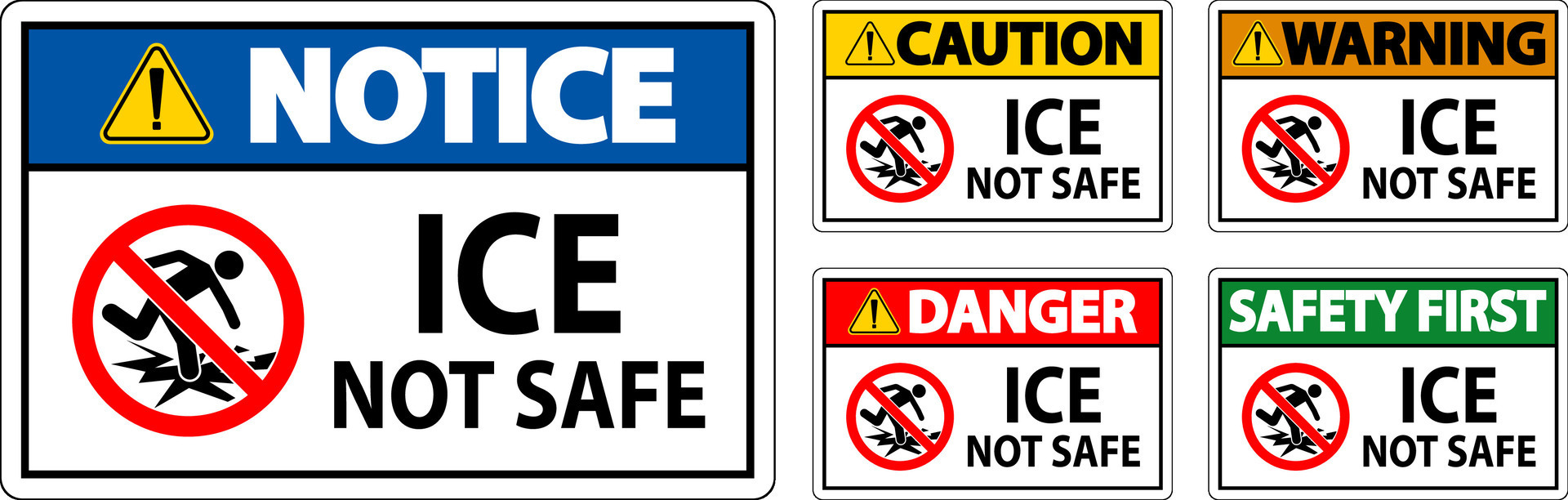 Danger Sign Ice Not Safe 33835489 Vector Art at Vecteezy