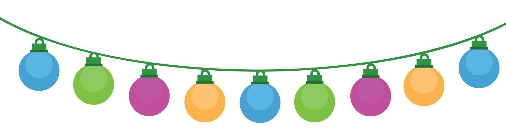 New Year and Christmas garland of multi-colored light bulbs on a white background. vector