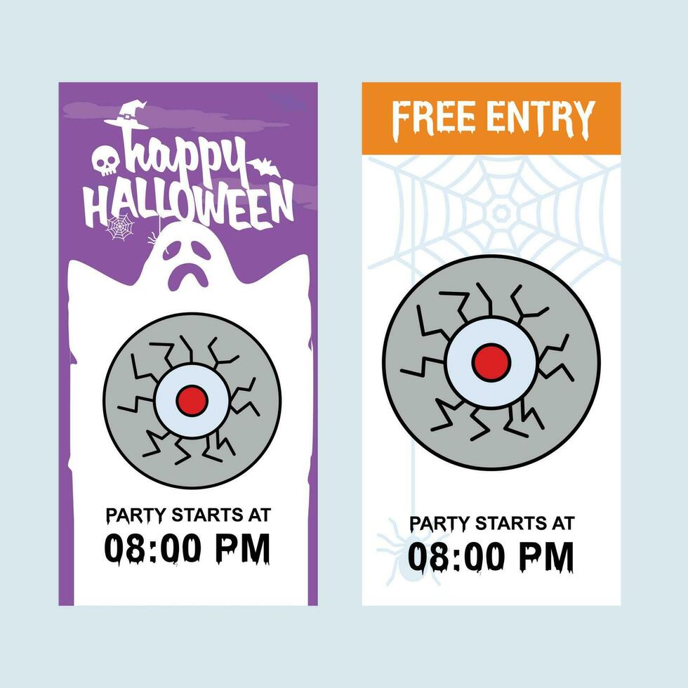 Happy Halloween invitation design with eye ball vector