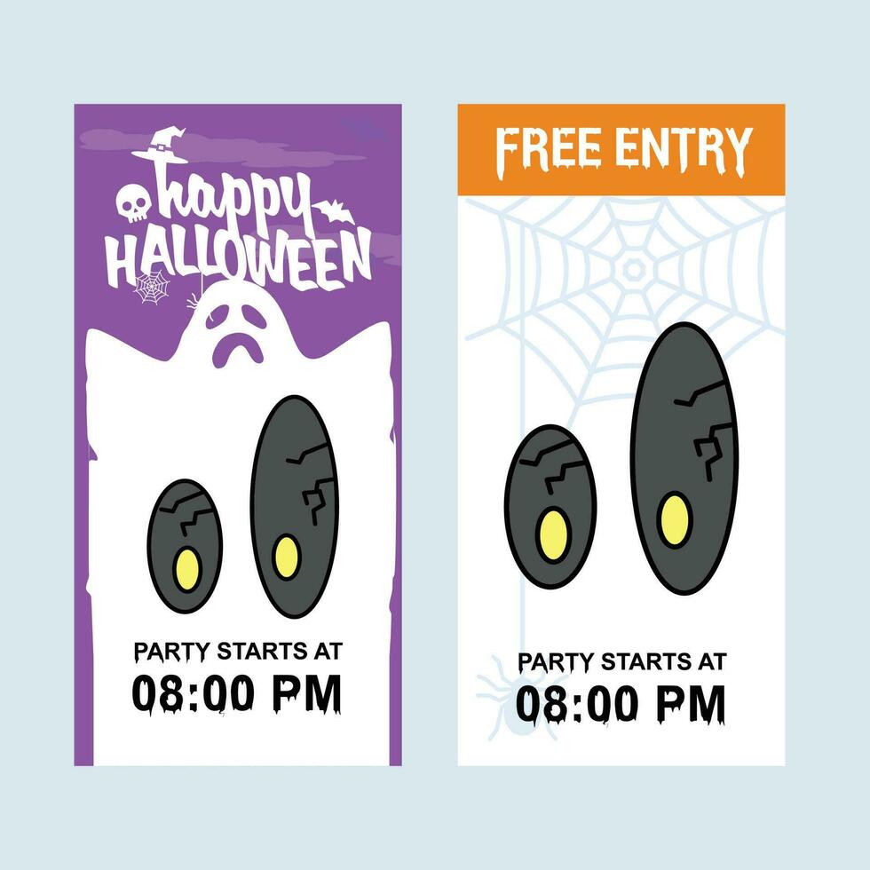 Happy Halloween invitation design with eye ball vector