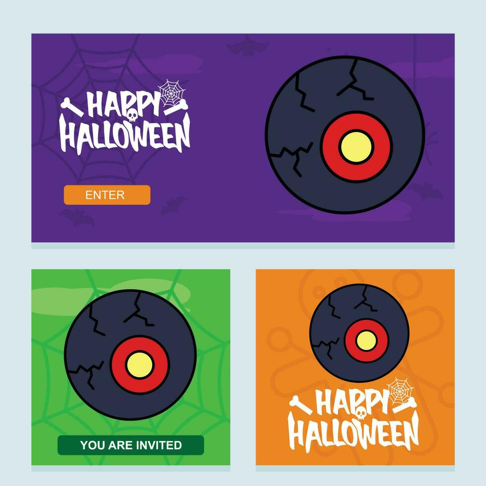 Happy Halloween invitation design with eye ball vector