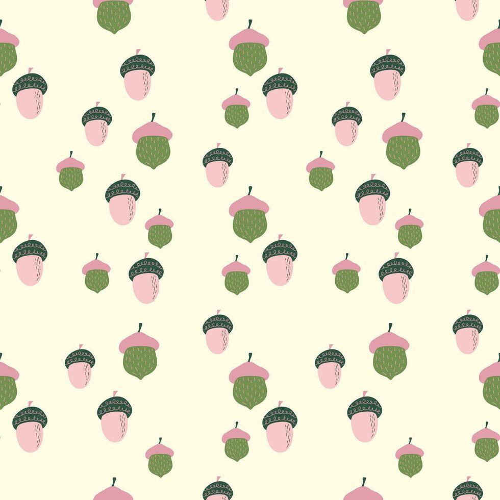 Seamless pattern with acorns. Stylized acorns. Print for clothes, wallpaper, wrapping paper. Vector illustration