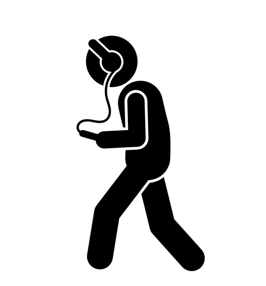 Man with earphones icon. Simple illustration of man with earphones vector icon for web