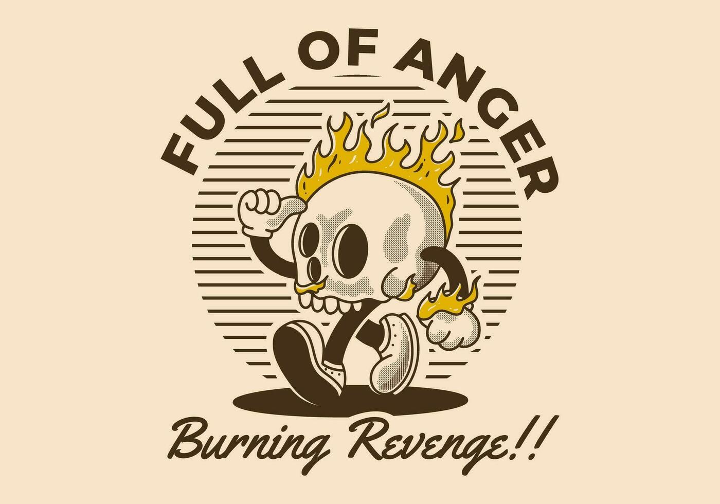 Full of anger, burning revenge. Mascot character illustration of burning skull vector