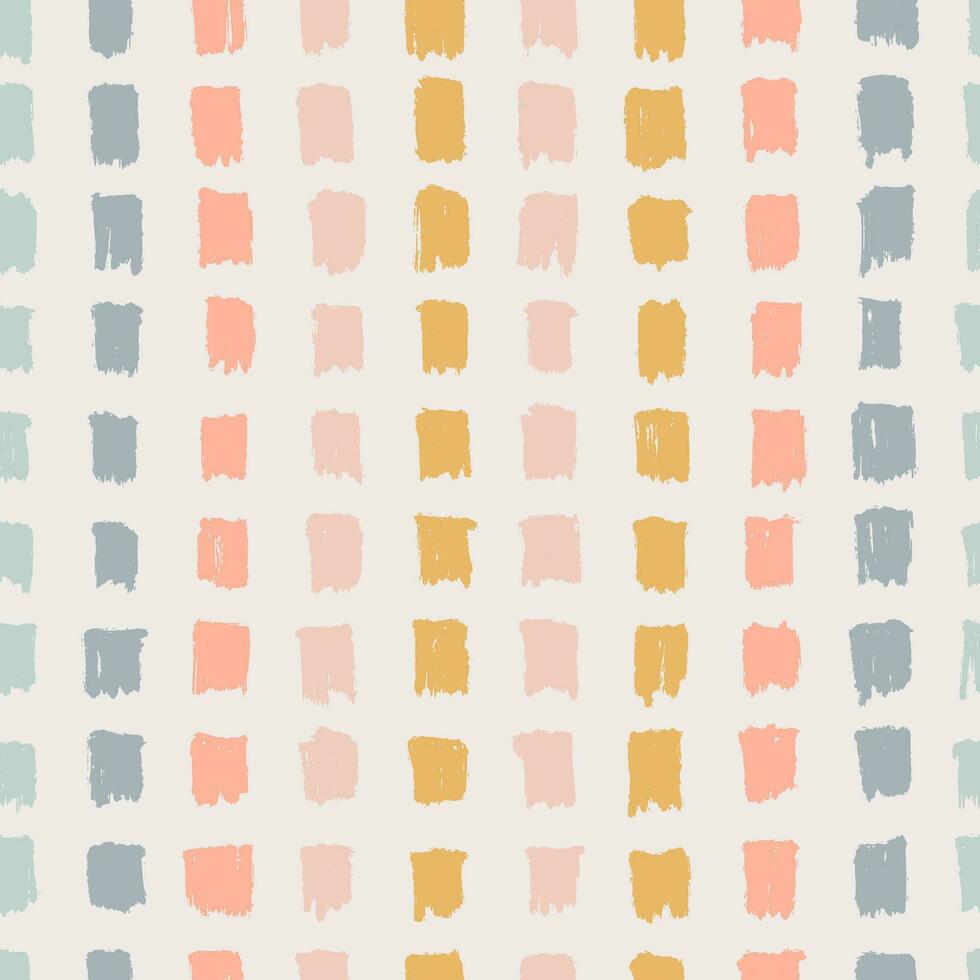 Bold naive playful Brush Strokes seamless pattern. Messy sketch wallpaper print. Doodle boho contemporary backgrounds for kids of natural tones. Swiss design aesthetic vector
