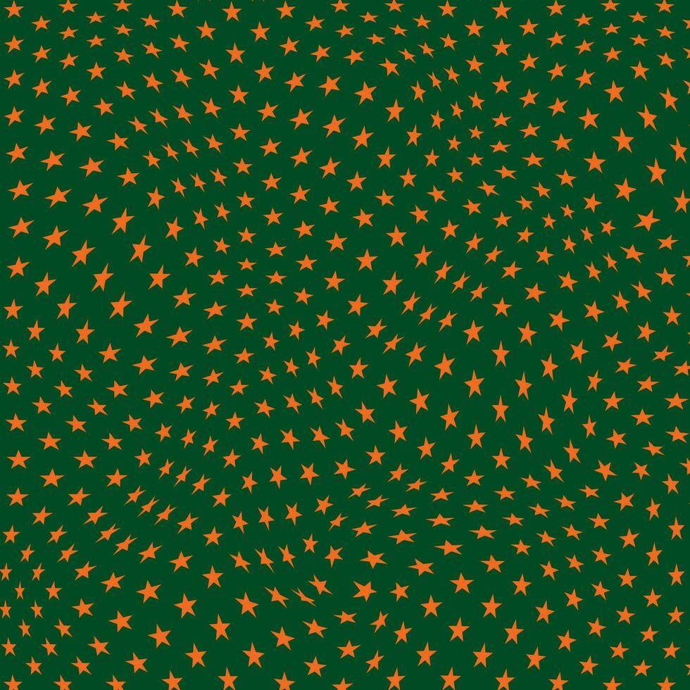 modern simple abstract seamlees dark orange color star distort wavy pattern vector art on dark green color background