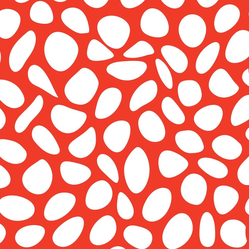 modern simple abstract wavy white color big polka dot circle distort pattern on red color background vector