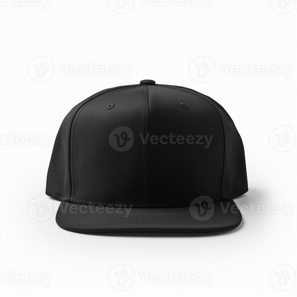 Blank black baseball cap, front view for mockup. Generative AI photo